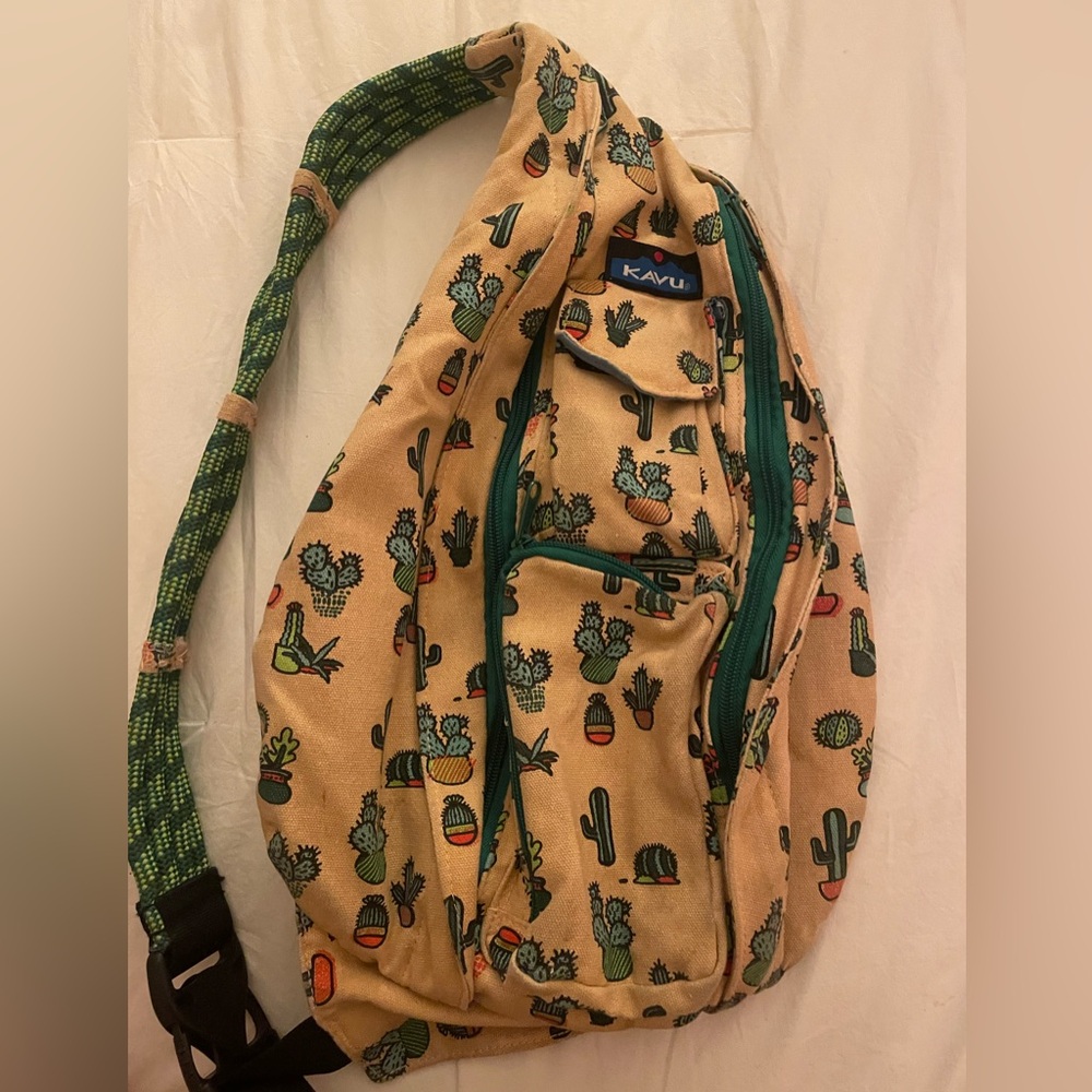 Kavu Tan Cactus Pattern Sling Bag